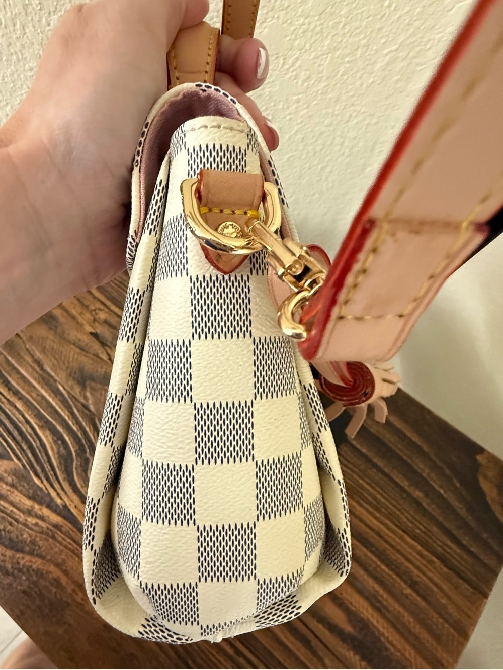 Chic L Damier Inspired Fashion Crossbody | Top Handle | Pink Interior | 1:1 - Picture 6 of 11